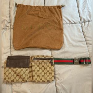 Authentic Gucci Double Belt Bag